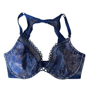 Victoria's Secret Very Sexy Unlined Plunge Bra 32DDD | Navy Lace Racerback